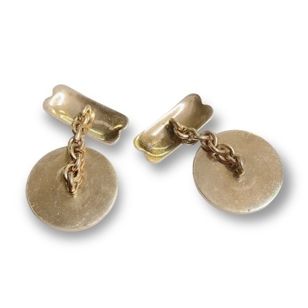 Rolled Gold and Green Stone? Cufflinks - Picture 2 of 4